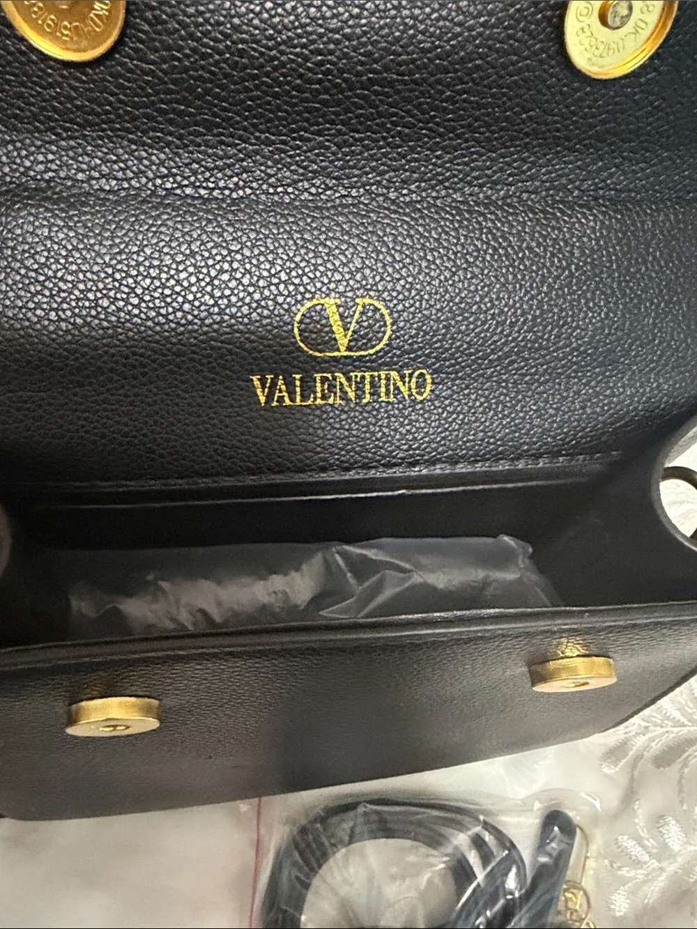 Valentino Garavani Black Leather Top-Handle Satchel with Gold V Stud Logo